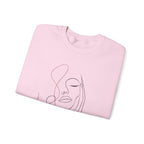 Minimal Line Art Face Sweatshirt — Abstract Feminine Crewneck