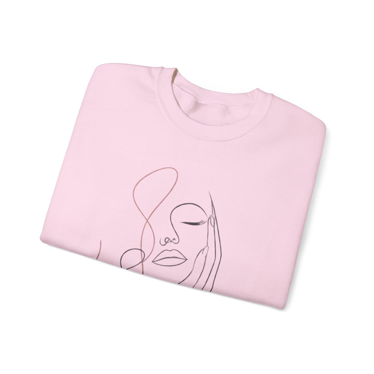 Minimal Line Art Face Sweatshirt — Abstract Feminine Crewneck