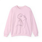 Minimal Line Art Face Crewneck Sweatshirt — Elegant Portrait Pullover for Calm, Creative Style