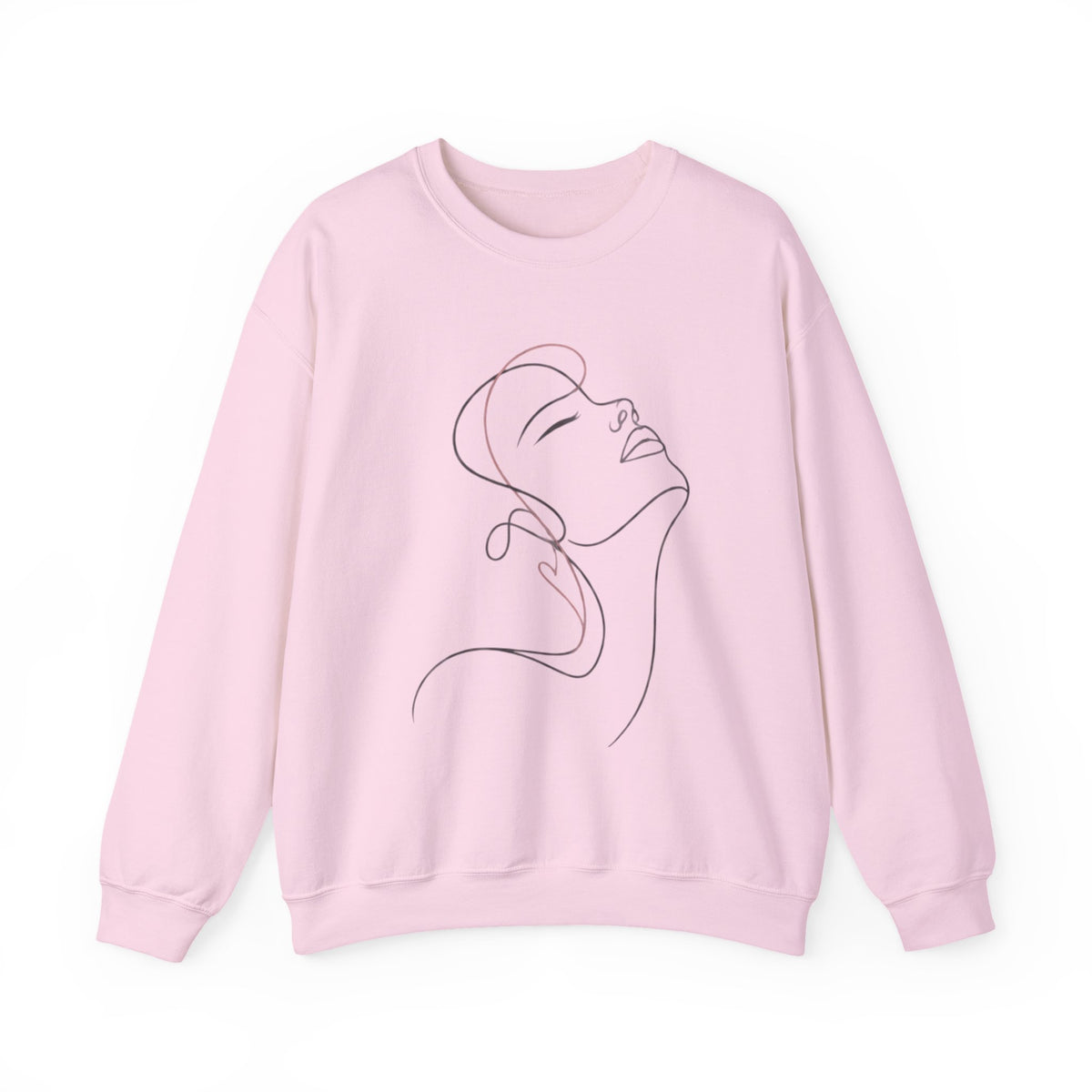 Minimal Line Art Face Crewneck Sweatshirt — Elegant Portrait Pullover for Calm, Creative Style