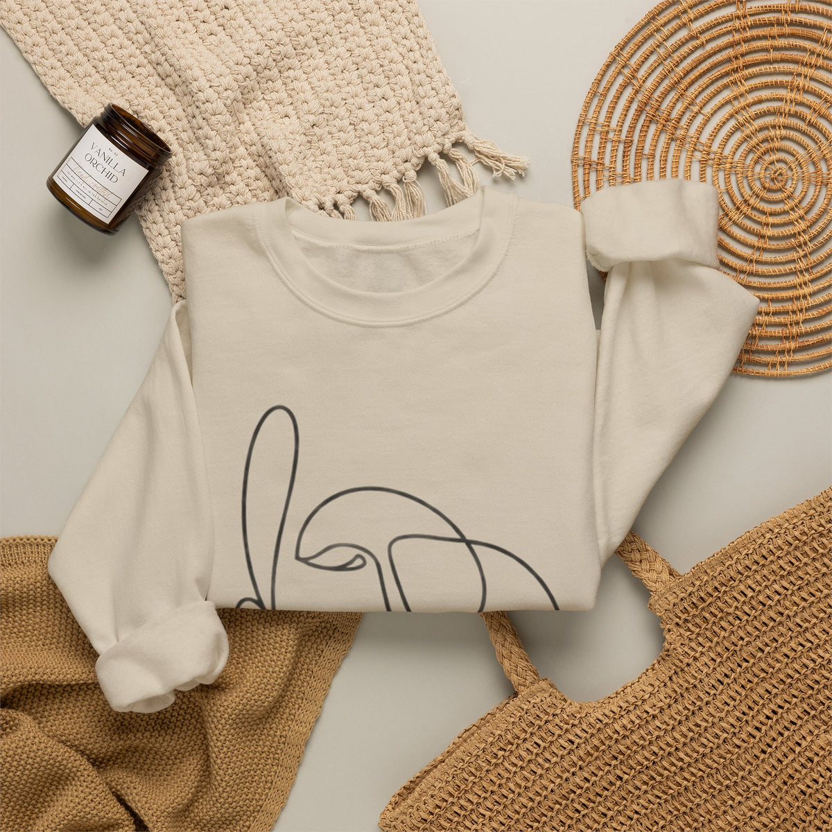 Abstract Line Art Face Crewneck Sweatshirt