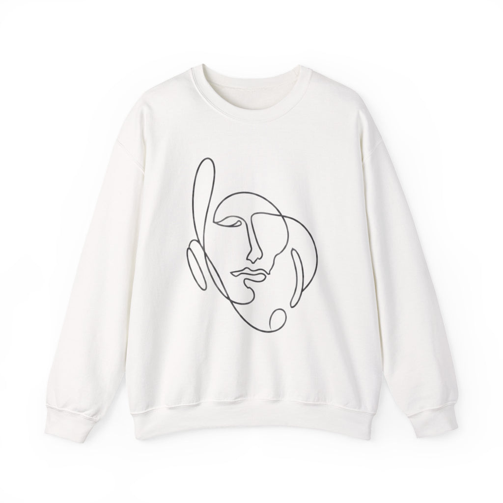 Abstract Line Art Face Crewneck Sweatshirt