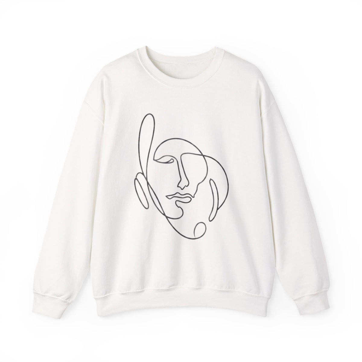 Abstract Line Art Face Crewneck Sweatshirt