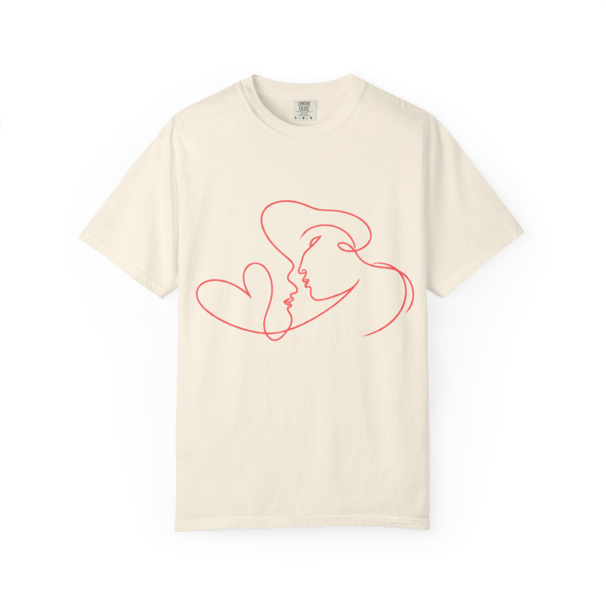 Minimalist Red Line Art Kiss T-Shirt