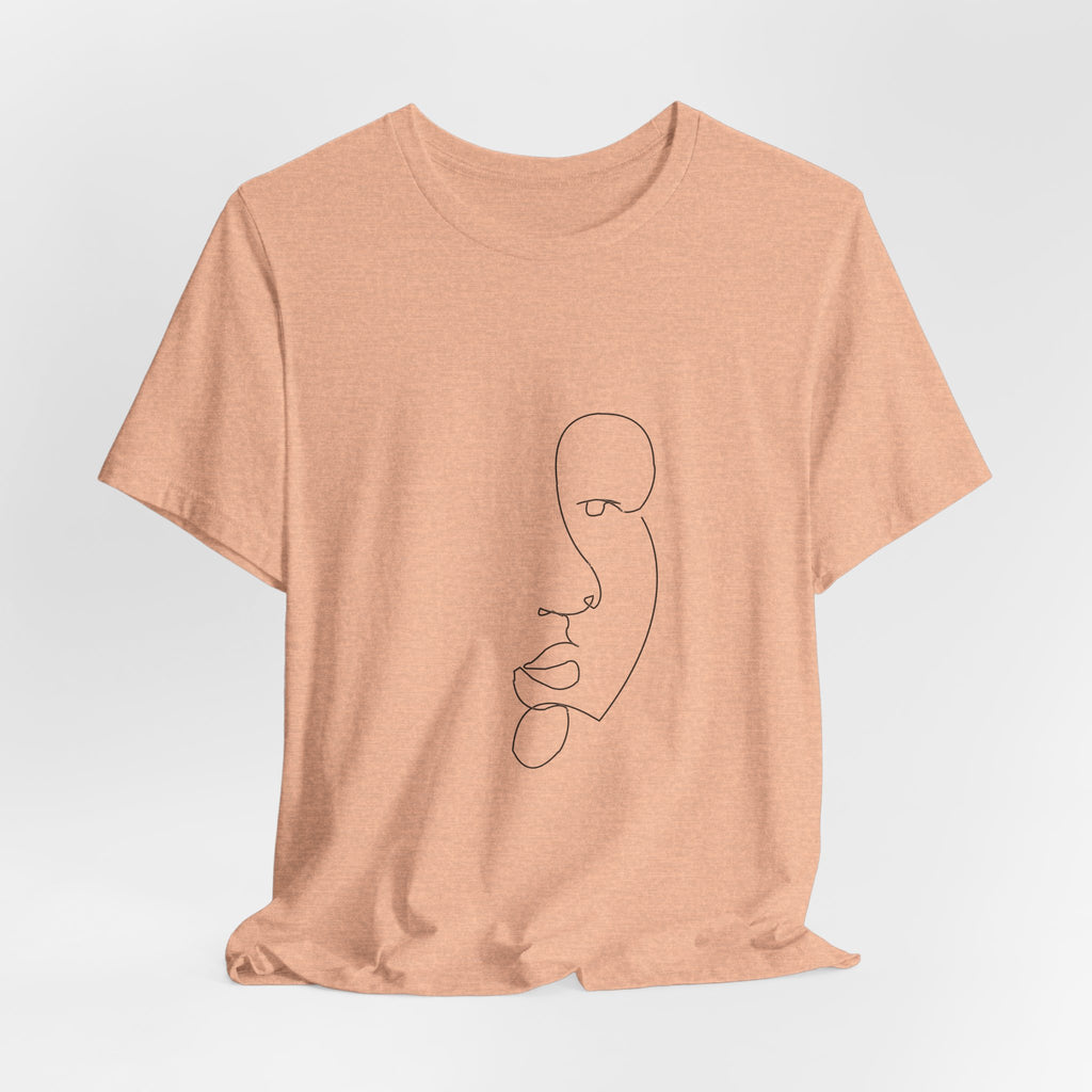 Minimal One-Line Face Tee — Modern Abstract Art T-Shirt