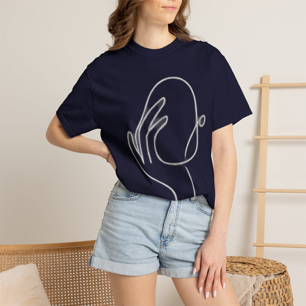Minimalist Line Art Hand T-Shirt — Modern Abstract Graphic Tee