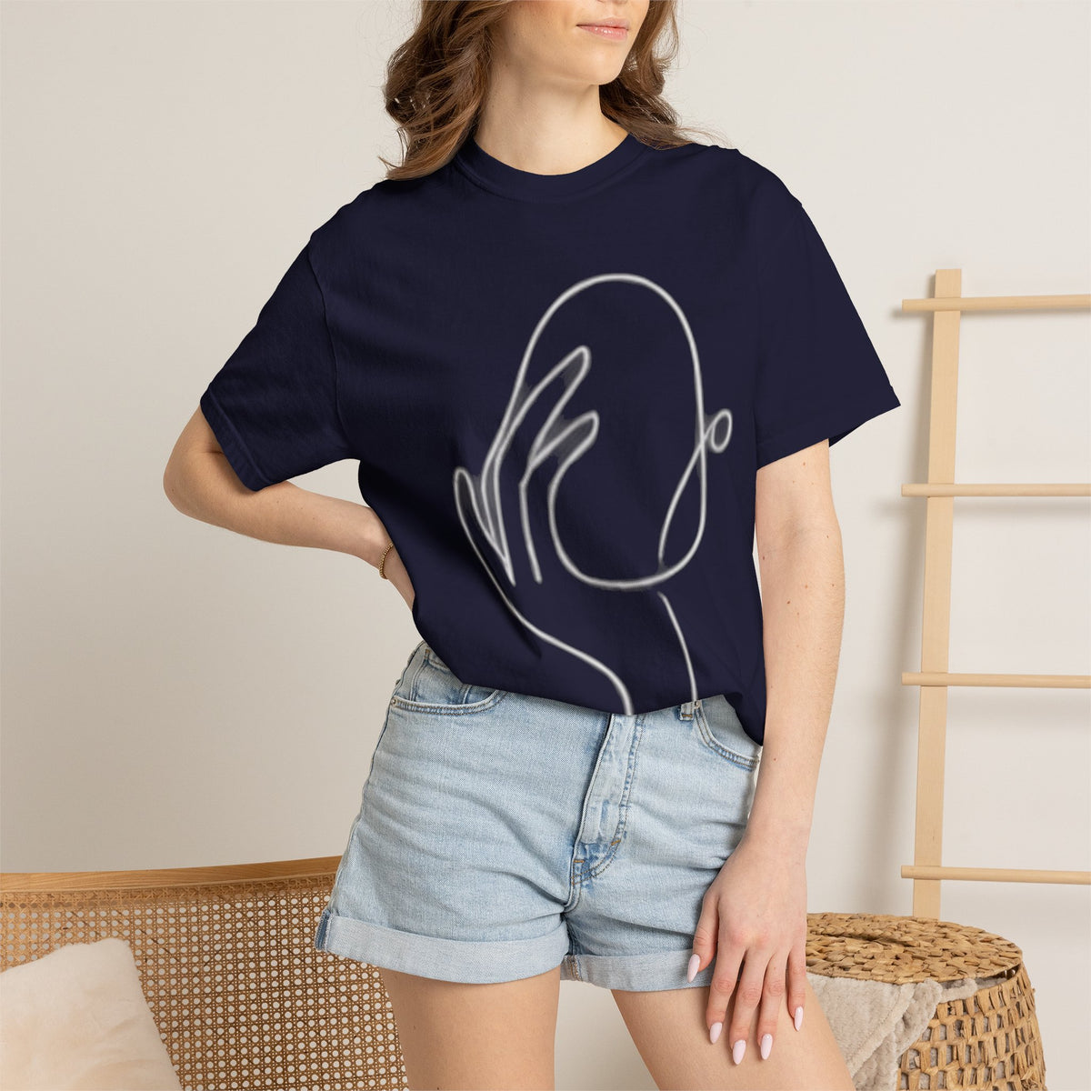 Minimalist Line Art Hand T-Shirt — Modern Abstract Graphic Tee