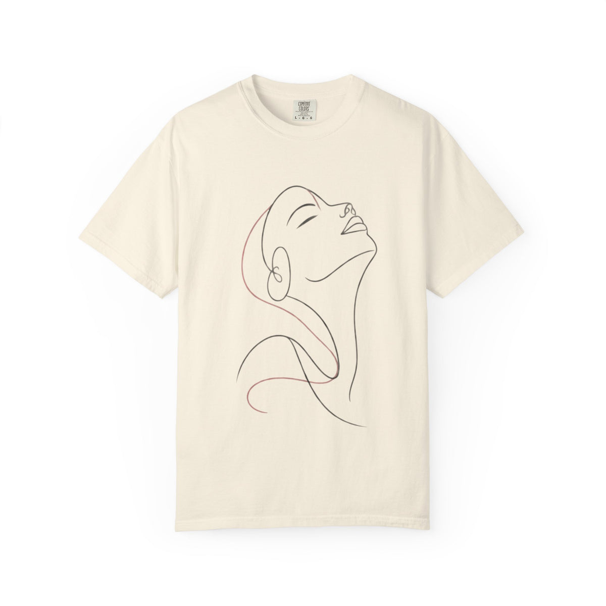 Minimal Line Art Woman T-Shirt — Elegant Single-Line Portrait Tee