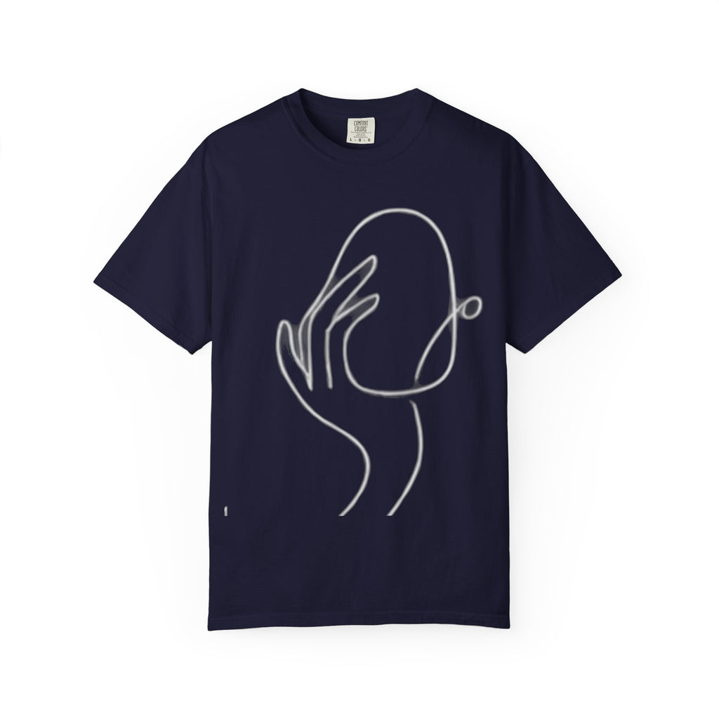 Minimalist Line Art Hand T-Shirt — Modern Abstract Graphic Tee