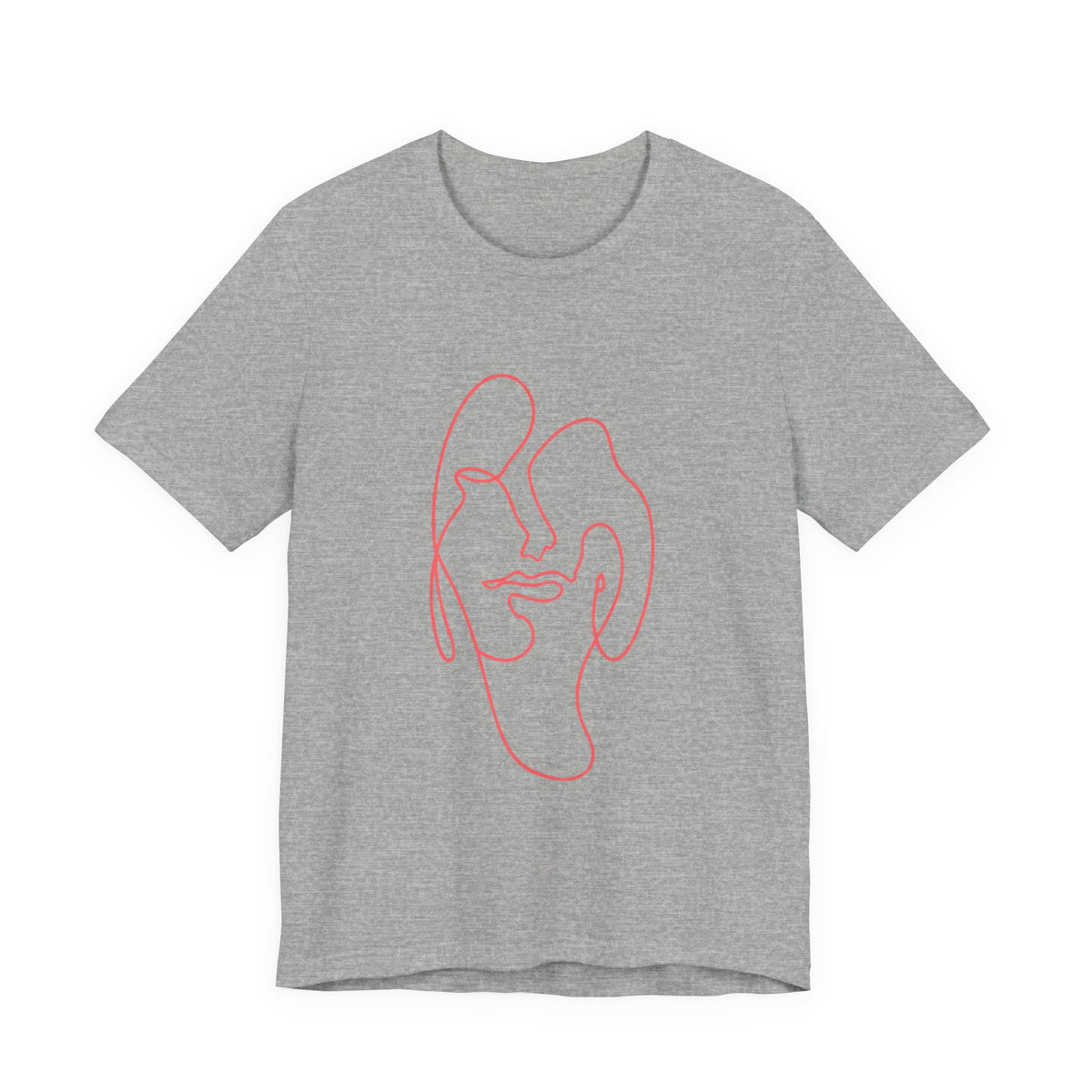 Minimalist One-Line Face Tee — Abstract Pink Line Art T-Shirt