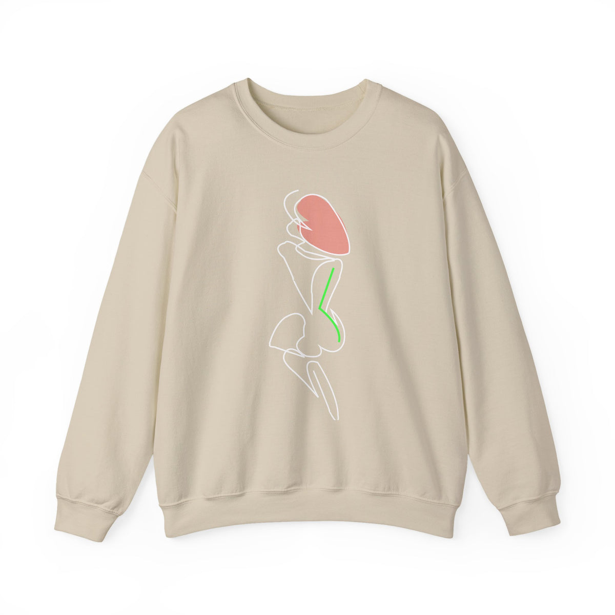 Minimal Pink Tulip Sweatshirt – Simple Floral Crewneck