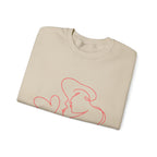 Crewneck Sweatshirt — Minimal Red Line Art Couple Kiss & Heart Design