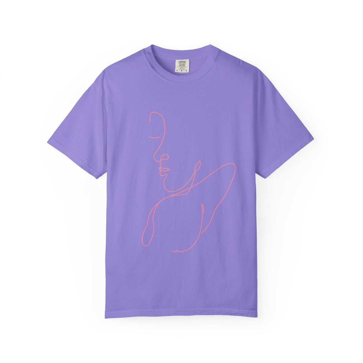 Minimal Line Art Face T-Shirt — Feminine Contour Graphic Tee