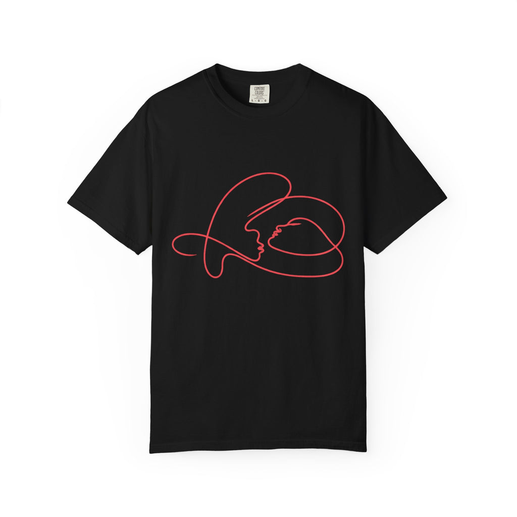 Abstract Line Art Heart T-Shirt — Minimalist Love Graphic Tee