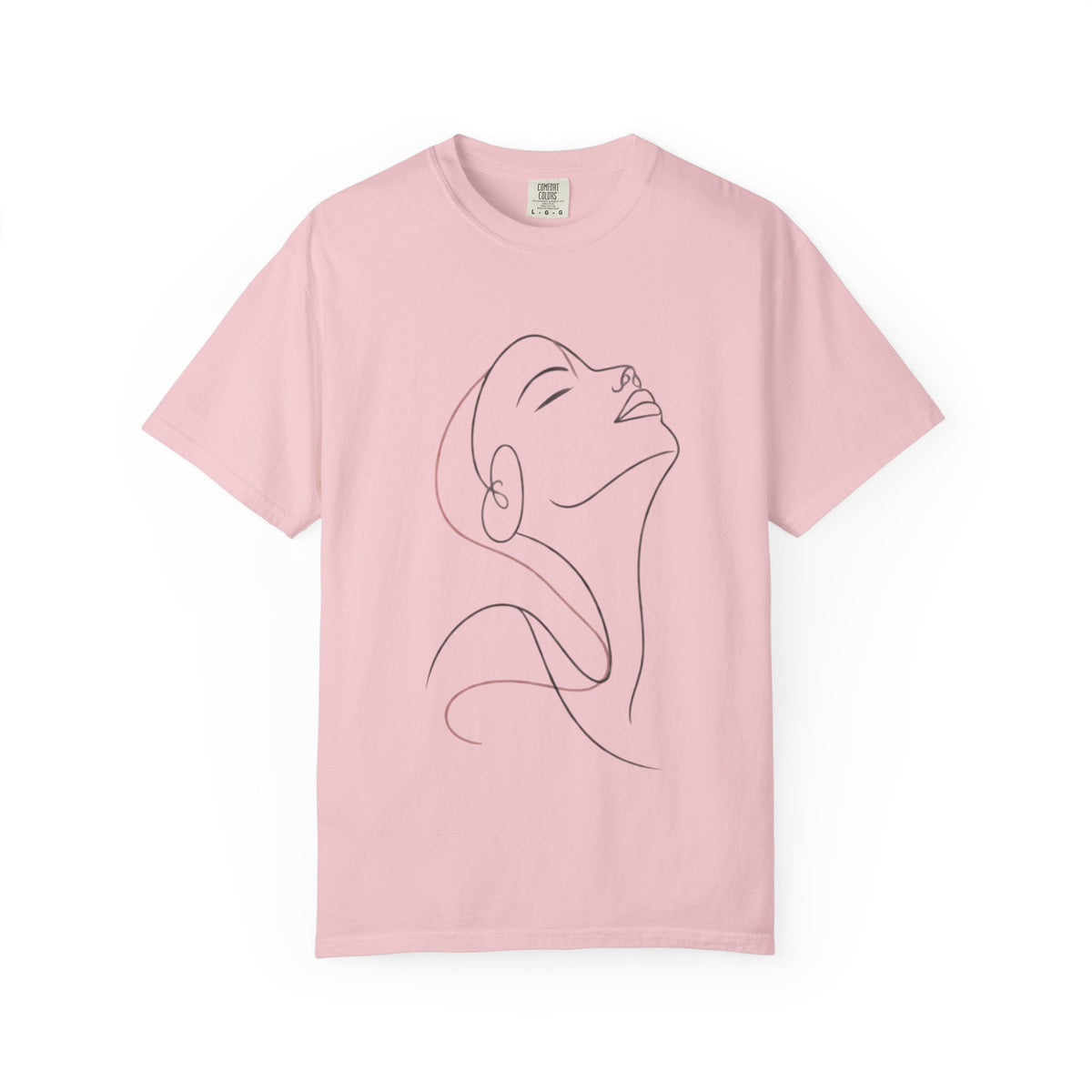 Minimal Line Art Woman T-Shirt — Elegant Single-Line Portrait Tee