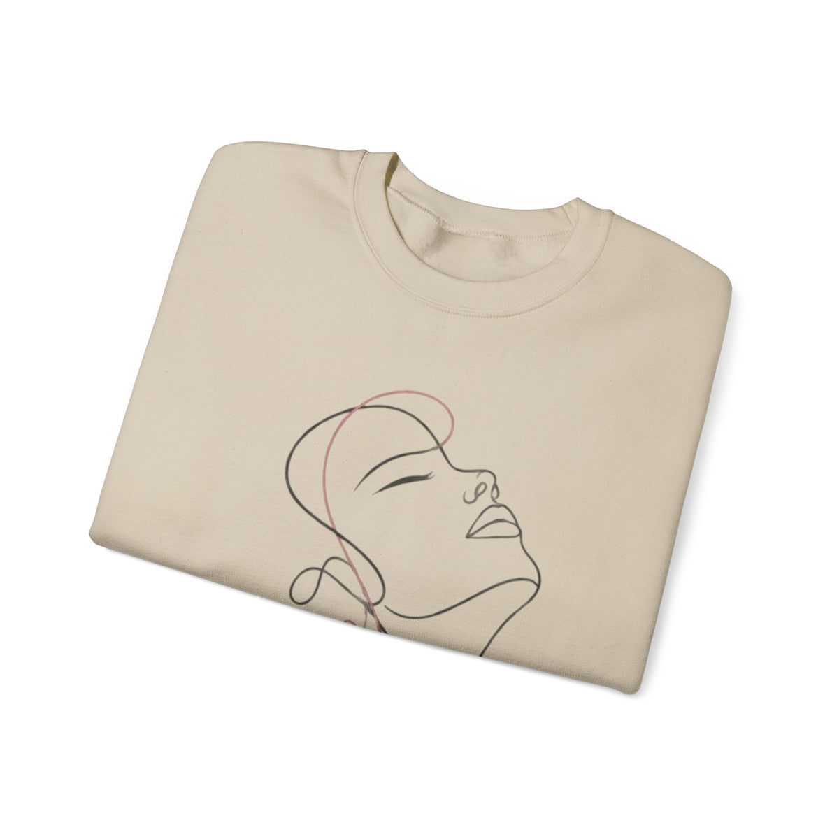 Minimal Line Art Face Crewneck Sweatshirt — Elegant Portrait Pullover for Calm, Creative Style