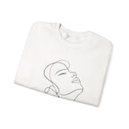 Minimal Line Art Face Crewneck Sweatshirt — Elegant Portrait Pullover for Calm, Creative Style