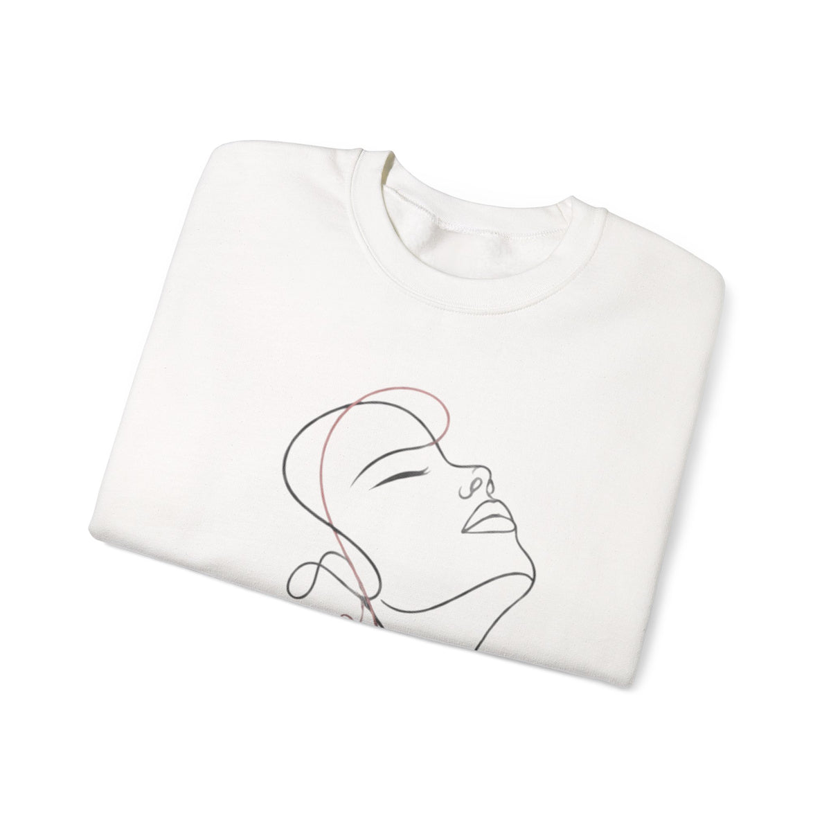 Minimal Line Art Face Crewneck Sweatshirt — Elegant Portrait Pullover for Calm, Creative Style