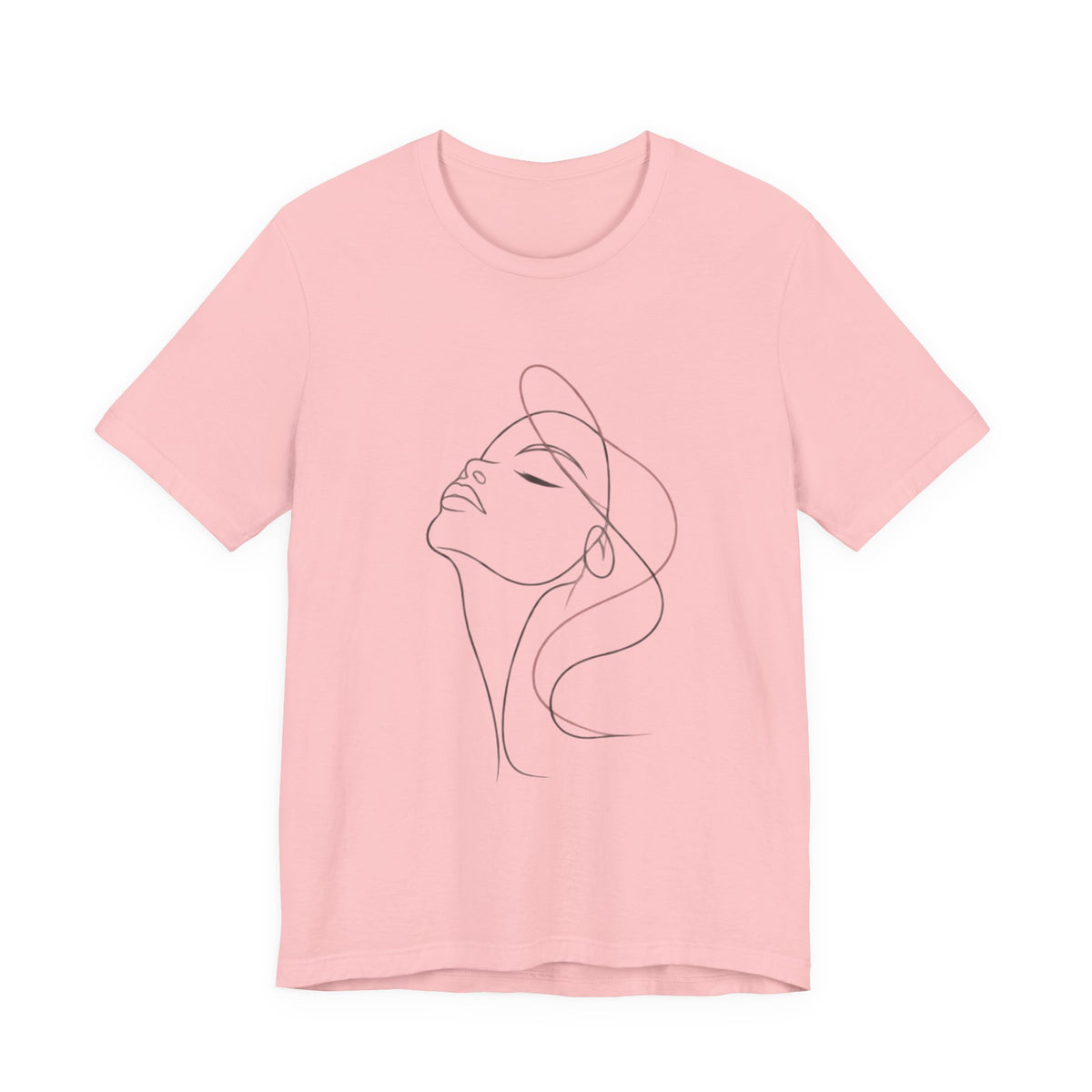 Minimal Line Art Woman T‑Shirt — Elegant Single‑Line Face Tee