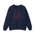 Crewneck Sweatshirt — Minimal Red Line Art Couple Kiss & Heart Design