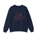Crewneck Sweatshirt — Minimal Red Line Art Couple Kiss & Heart Design