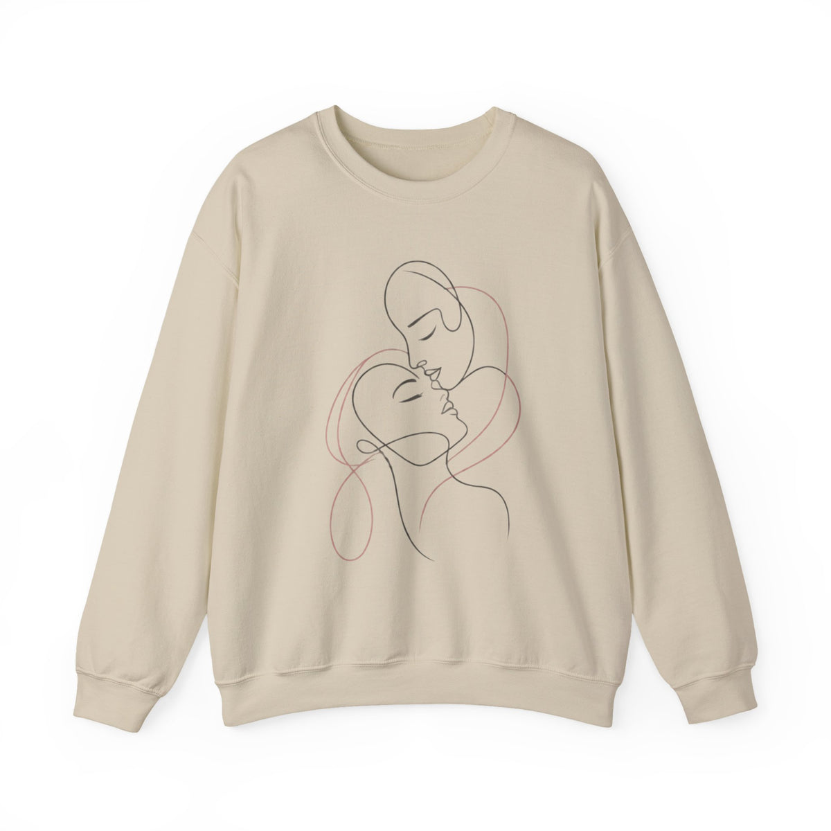 Crewneck Sweatshirt — Minimal Line Art Kissing Couple Graphic