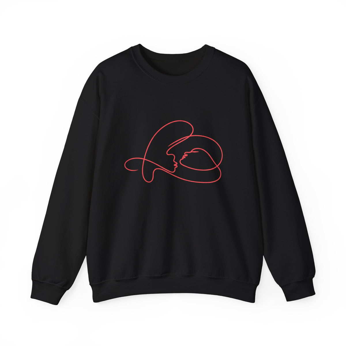 Crewneck Sweatshirt with Minimalist Heart Cat Line Art – Cute Pet Lover Graphic