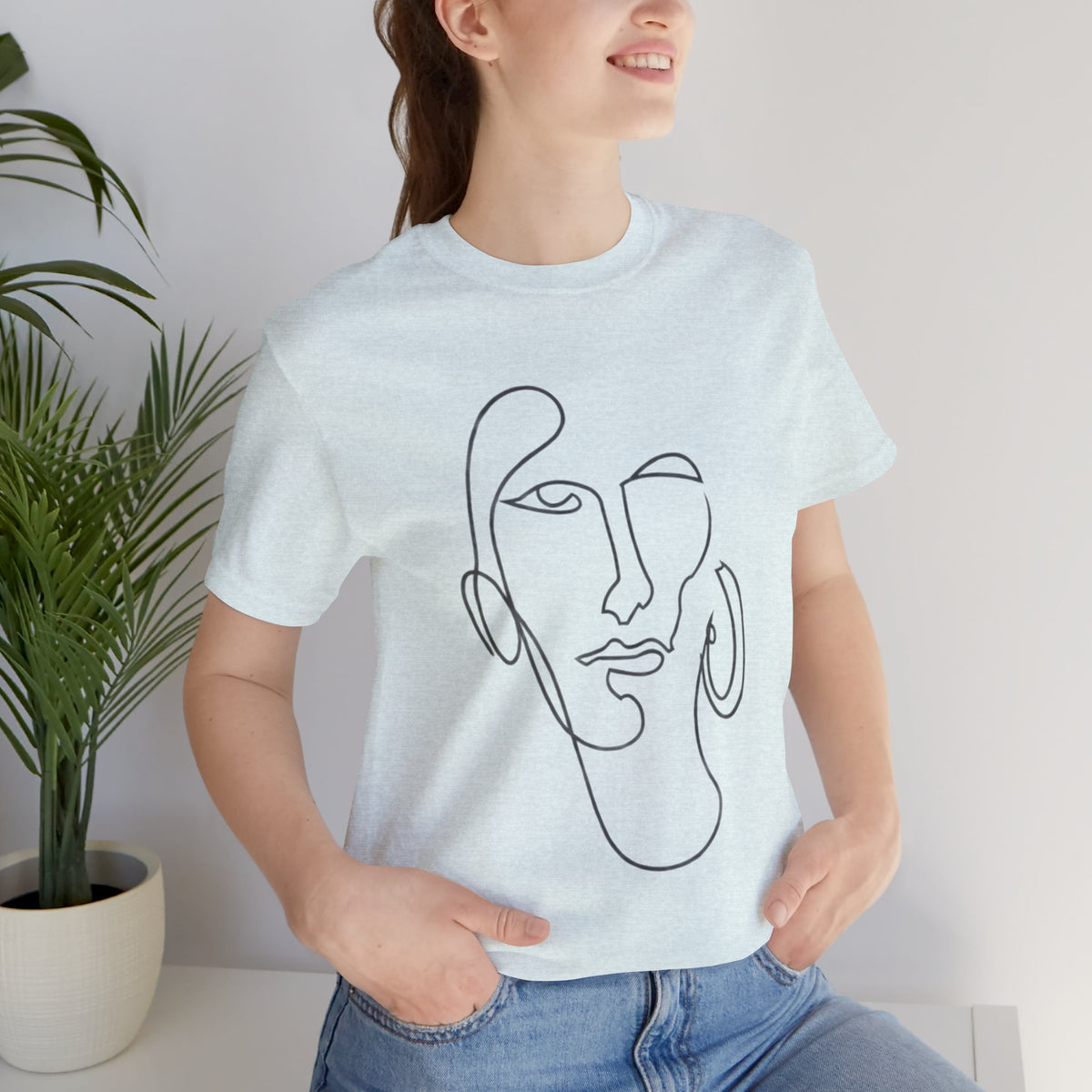 Abstract Line Art Face T‑Shirt — Minimalist One-Line Portrait Tee