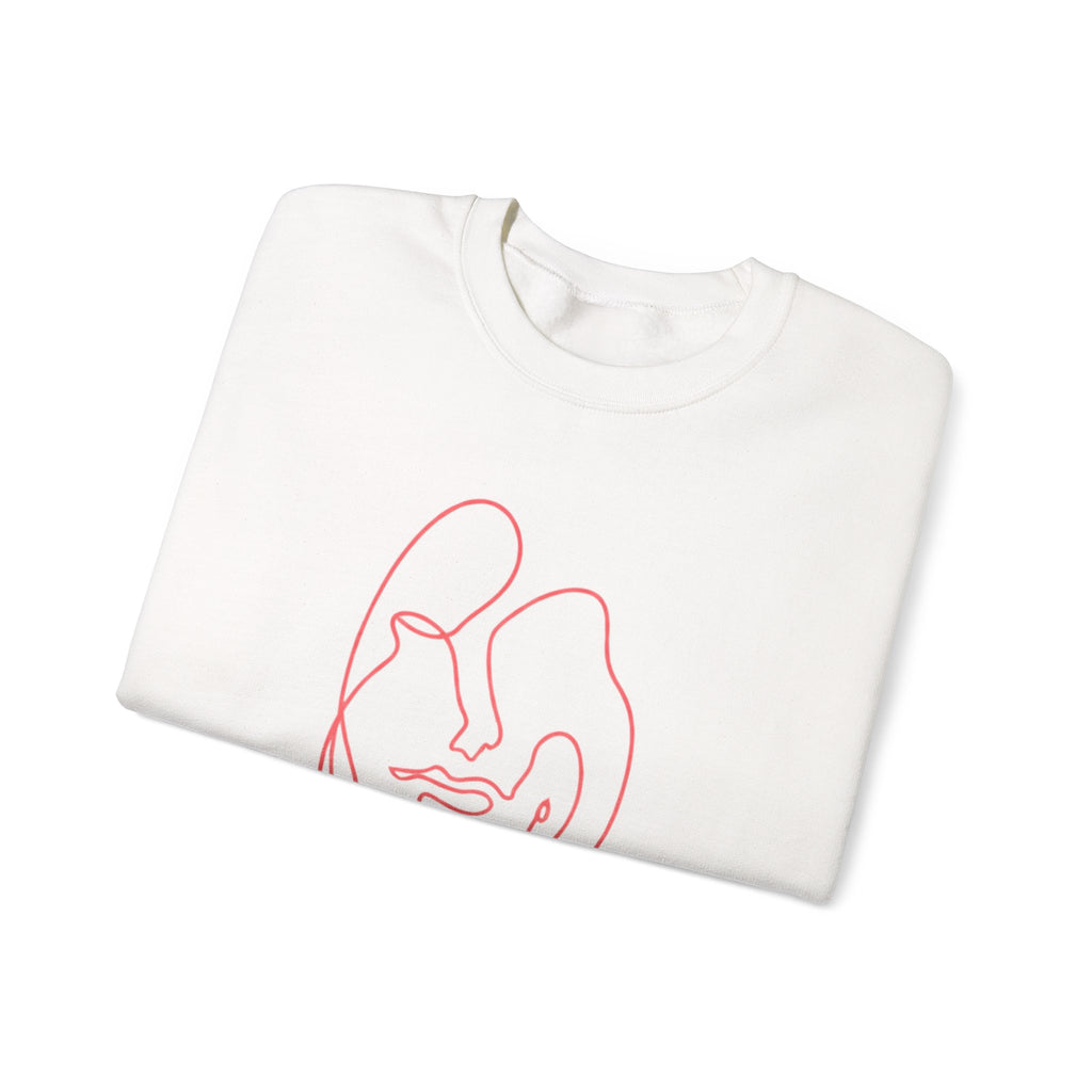 Minimalist Line-Art Face Sweatshirt — Modern Abstract Crewneck