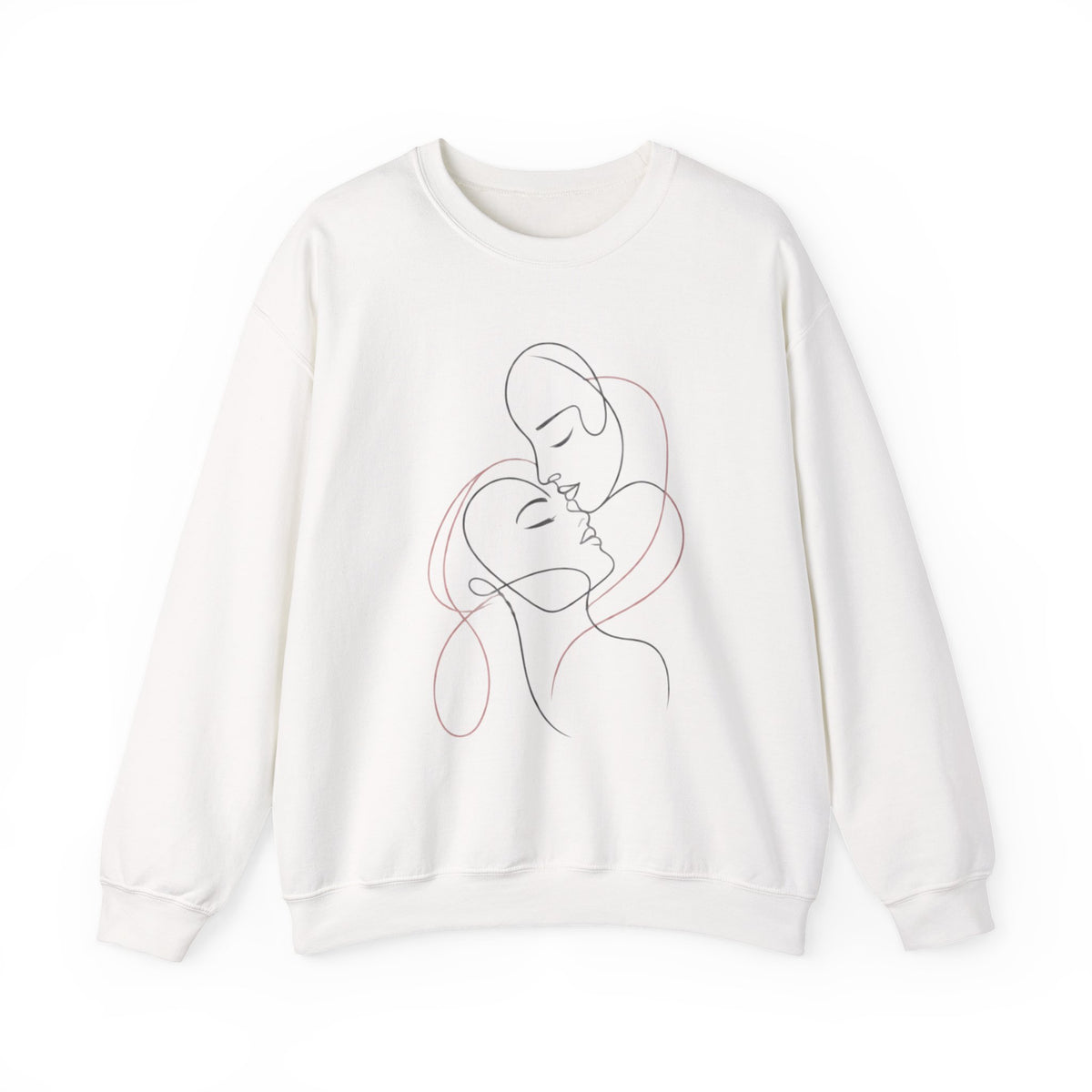 Crewneck Sweatshirt — Minimal Line Art Kissing Couple Graphic
