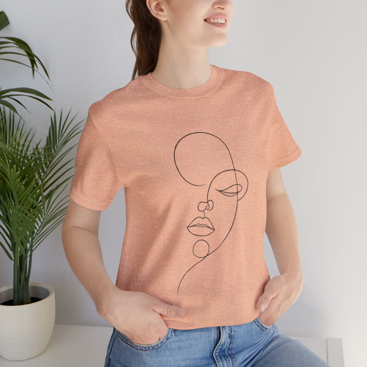 Minimal Line Art Face T-Shirt — One-Line Abstract Portrait Tee