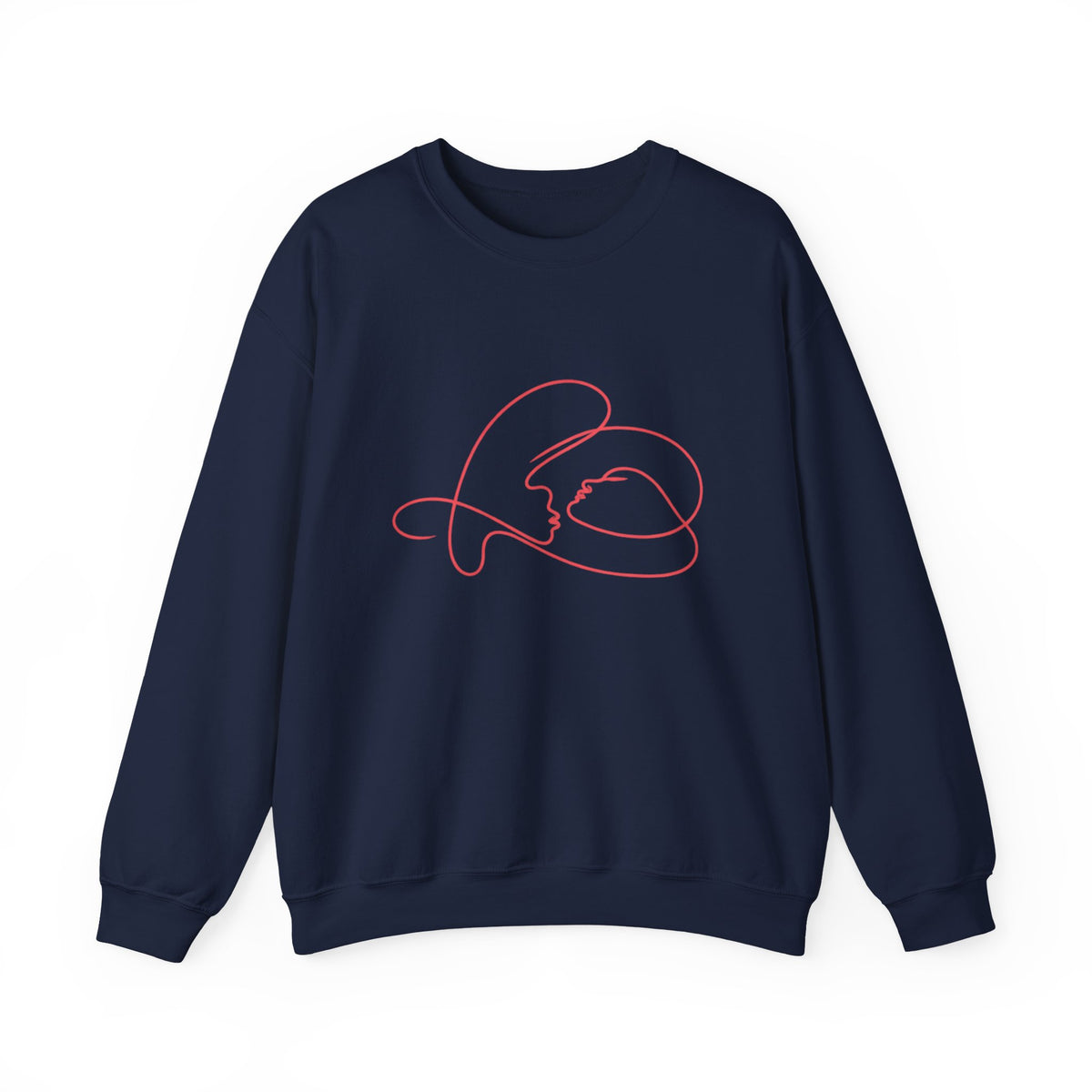 Crewneck Sweatshirt with Minimalist Heart Cat Line Art – Cute Pet Lover Graphic