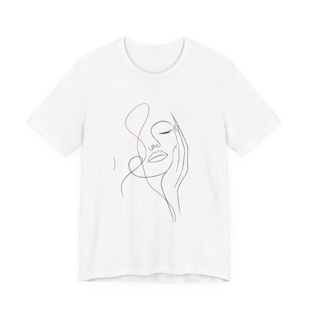 Minimal Line Art Face T‑Shirt — Elegant Abstract Portrait Tee