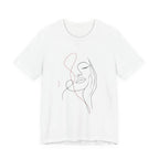 Minimal Line Art Face T‑Shirt — Elegant Abstract Portrait Tee