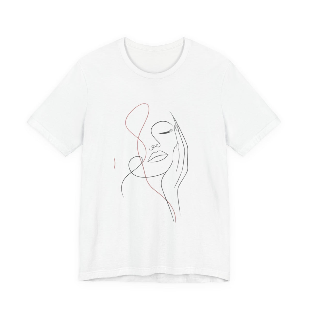 Minimal Line Art Face T‑Shirt — Elegant Abstract Portrait Tee
