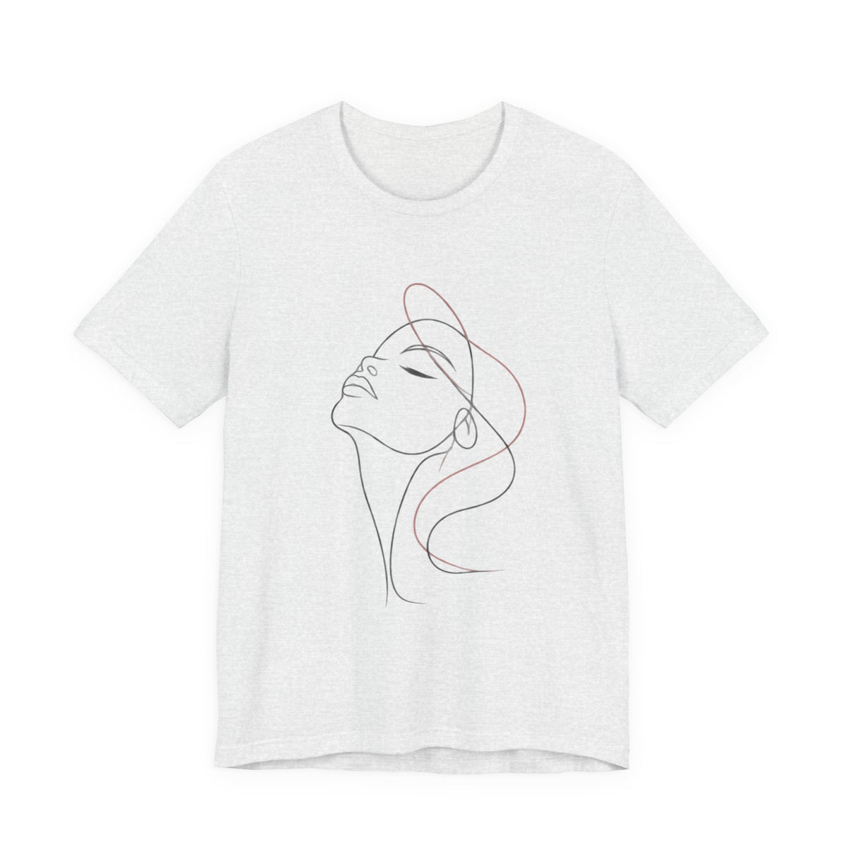 Minimal Line Art Woman T‑Shirt — Elegant Single‑Line Face Tee