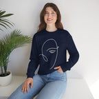 Minimal Line Art Face Sweatshirt – Abstract Portrait Crewneck