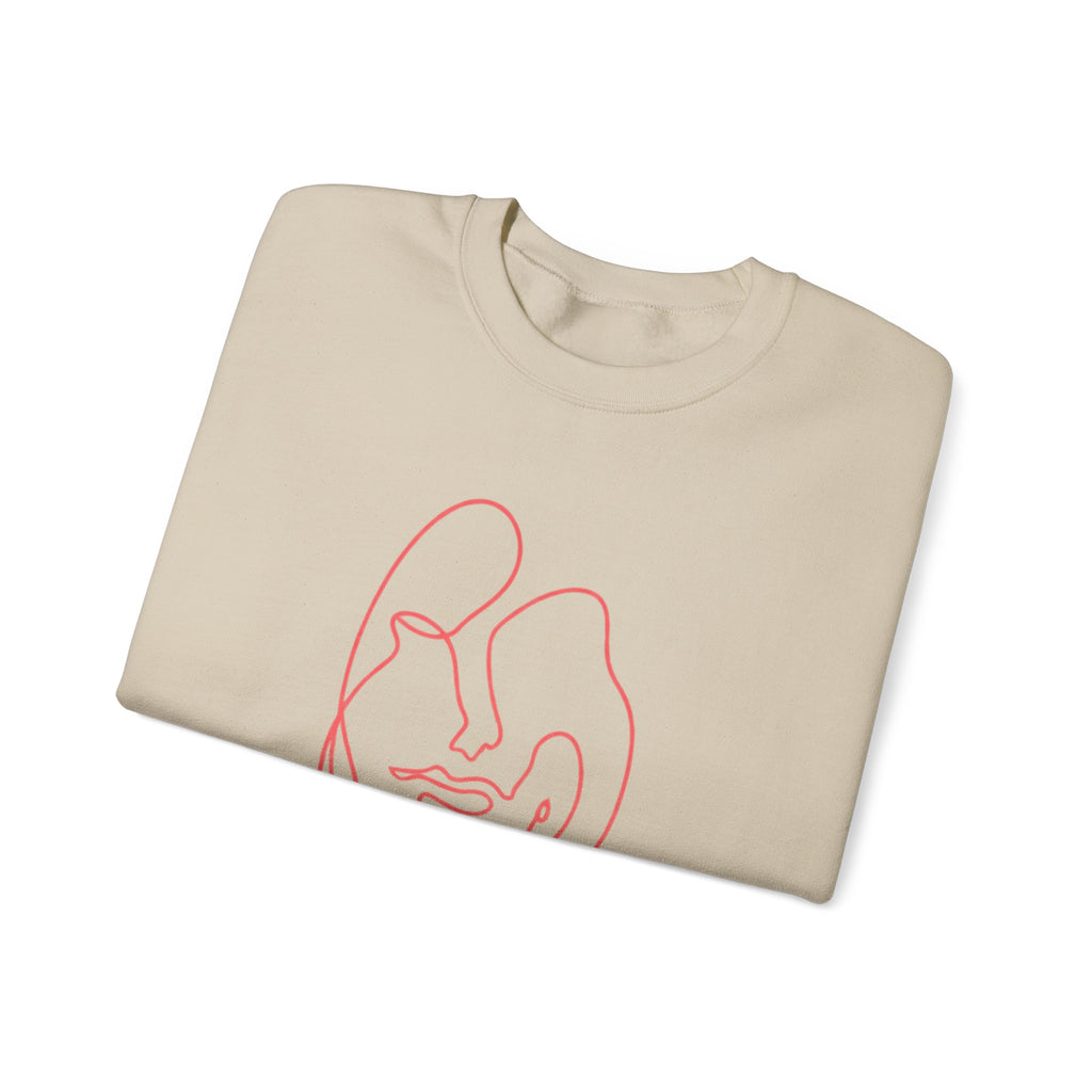 Minimalist Line-Art Face Sweatshirt — Modern Abstract Crewneck