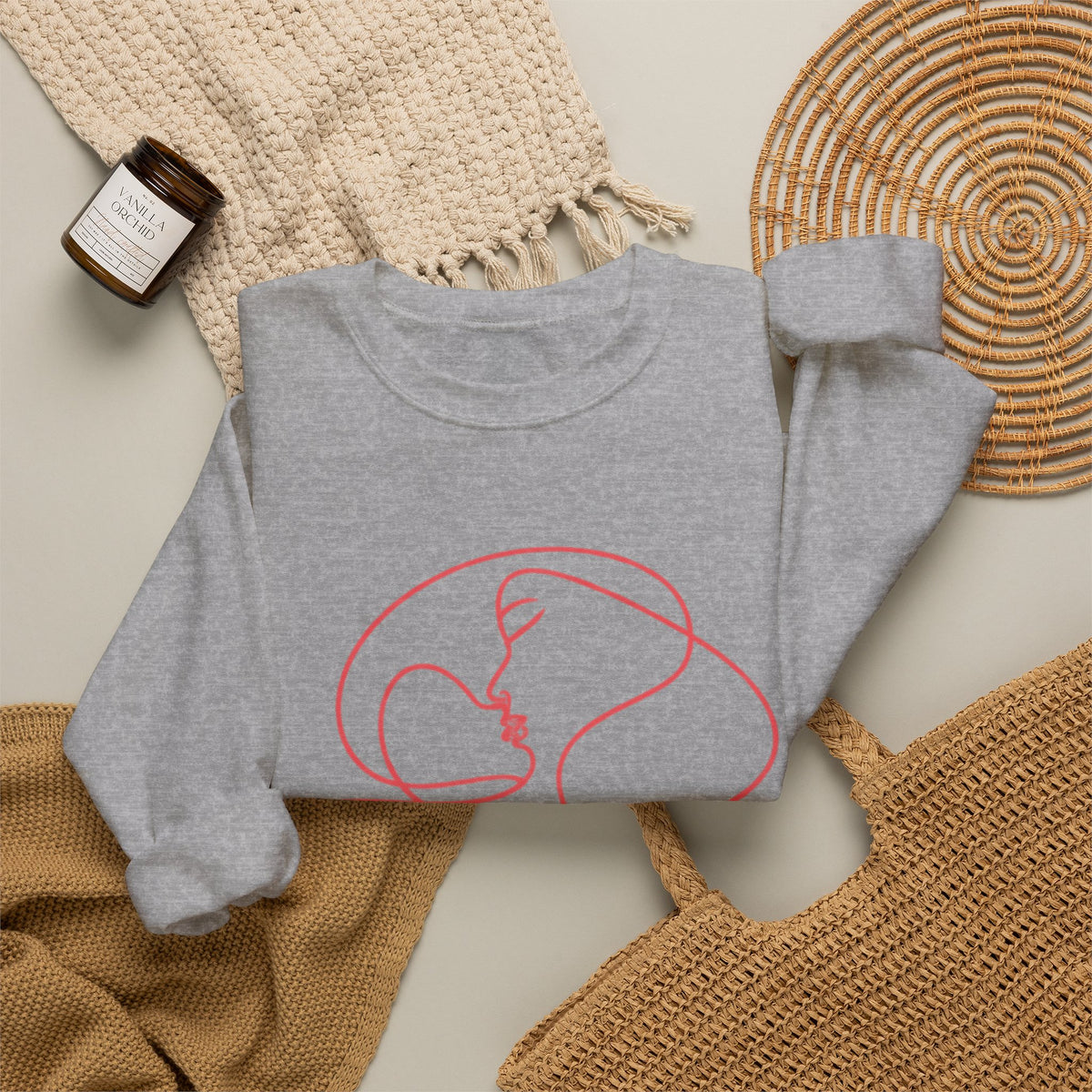 Minimalist Line Art Mother and Baby Crewneck Sweatshirt