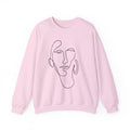 Minimal Line Art Face Sweatshirt — Abstract One-Line Portrait Crewneck
