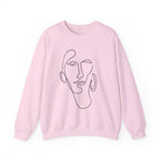 Minimal Line Art Face Sweatshirt — Abstract One-Line Portrait Crewneck
