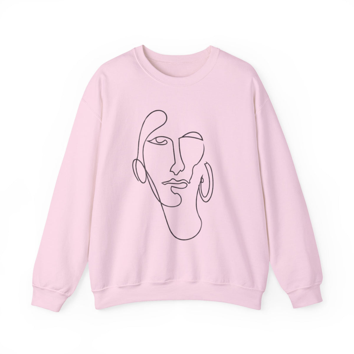 Minimal Line Art Face Sweatshirt — Abstract One-Line Portrait Crewneck