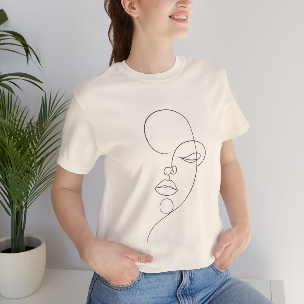 Minimal Line Art Face T-Shirt — One-Line Abstract Portrait Tee