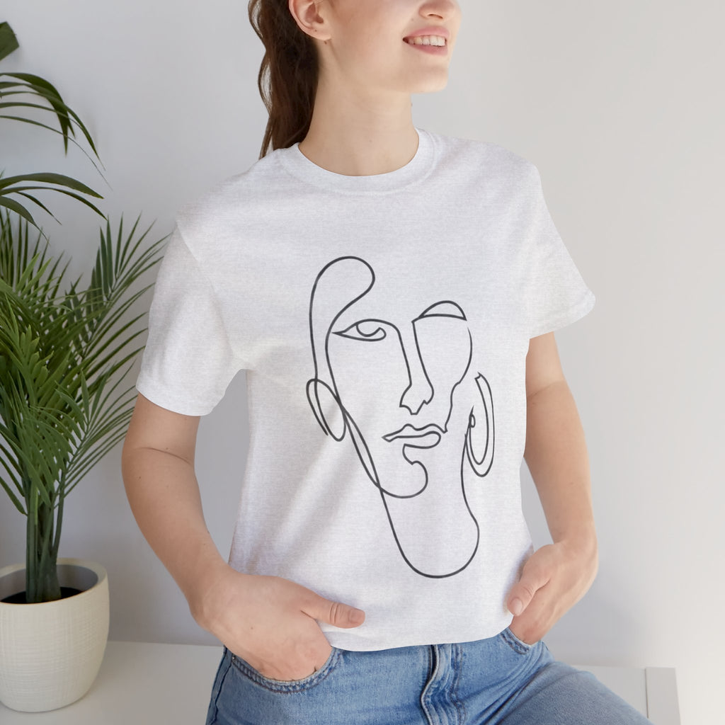 Abstract Line Art Face T‑Shirt — Minimalist One-Line Portrait Tee