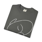 Minimal Line Art Sleeping Face T-Shirt — Relaxed Garment-Dyed Tee