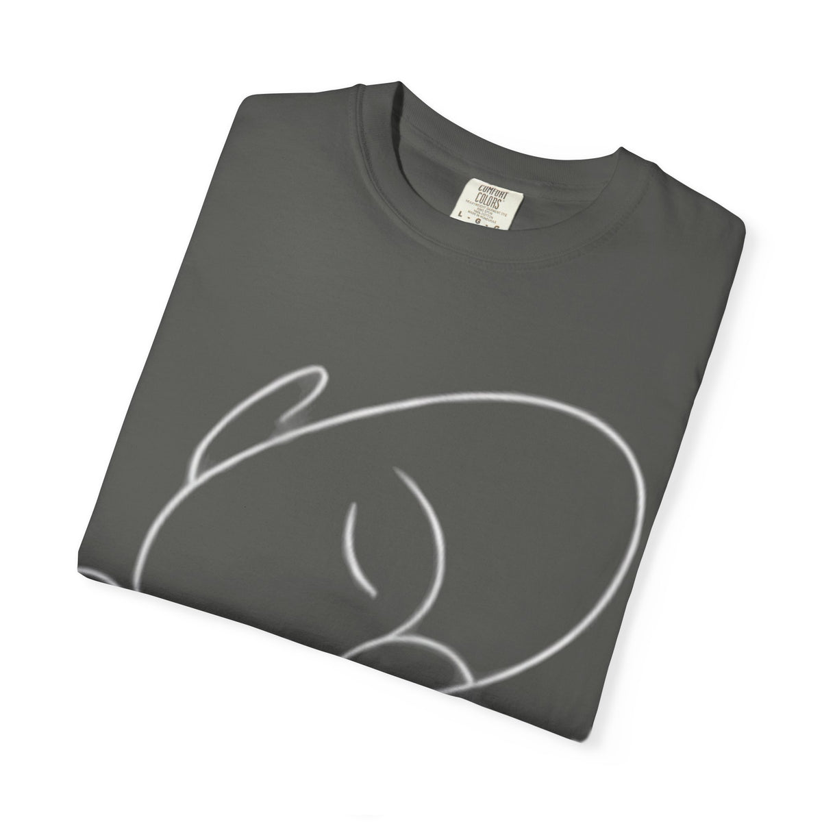 Minimal Line Art Sleeping Face T-Shirt — Relaxed Garment-Dyed Tee