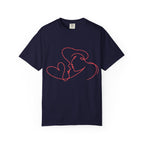 Minimalist Red Line Art Kiss T-Shirt