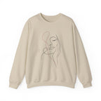 Minimal Line Art Face Sweatshirt — Abstract Feminine Crewneck