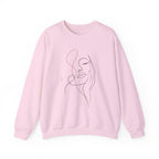 Minimal Line Art Face Sweatshirt — Abstract Feminine Crewneck