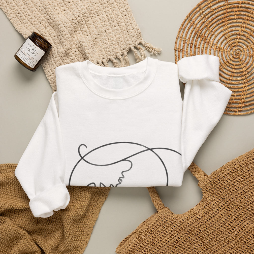 Minimal Line Art Earth Crewneck Sweatshirt